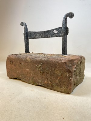 Lot 581 - Granite and wrought iron boot scraper, 45 x 23...