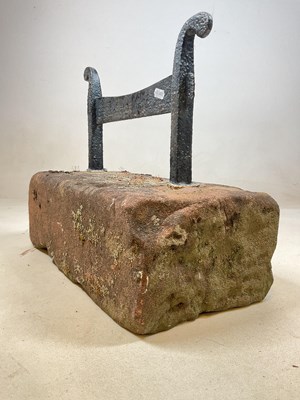 Lot 581 - Granite and wrought iron boot scraper, 45 x 23...