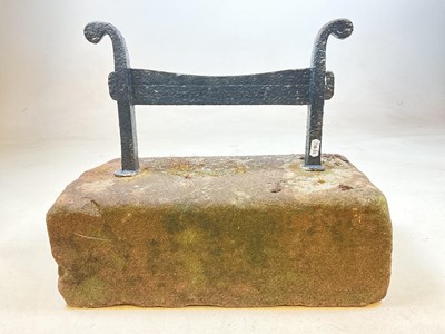 Lot 581 - Granite and wrought iron boot scraper, 45 x 23...