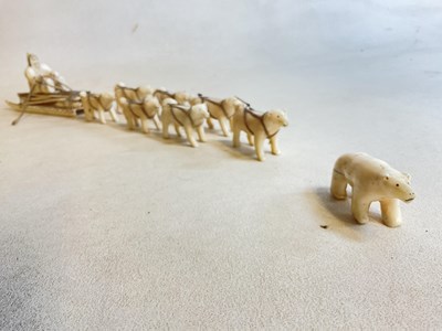 Lot 55 - A rare Inuit walrus ivory hunting sledge with...