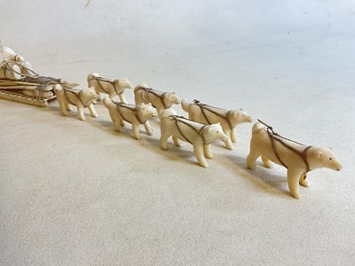 Lot 55 - A rare Inuit walrus ivory hunting sledge with...