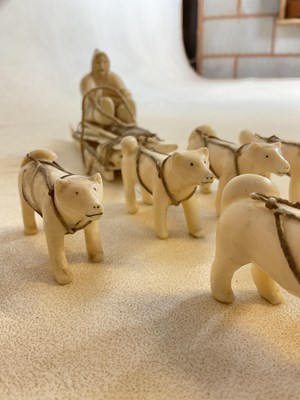 Lot 55 - A rare Inuit walrus ivory hunting sledge with...