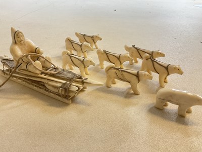 Lot 55 - A rare Inuit walrus ivory hunting sledge with...