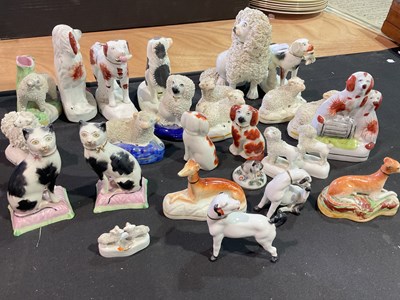 Lot 263 - A group of various Staffordshire animals,...