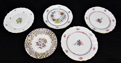 Lot 484 - HEREND; five hand painted plates