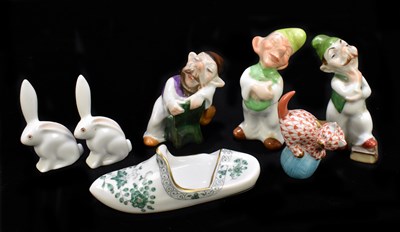 Lot 414 - HEREND; a collection of porcelain figures