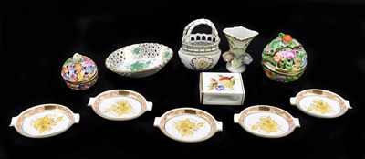 Lot 421 - HEREND; a small collection of miniature porcelain