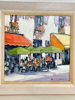 Lot 153 - KEN DEVINE; oil on board, 'French Scene 7',...