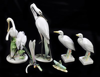 Lot 422 - HEREND; a collection of six porcelain figures