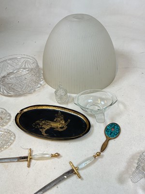 Lot 194 - A vintage holophane style glass shade with...