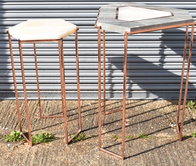 Lot 61 - A modern side/display table with shaped top on...