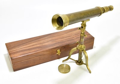 Lot 2181 - A modern brass telescope on stand, cased.