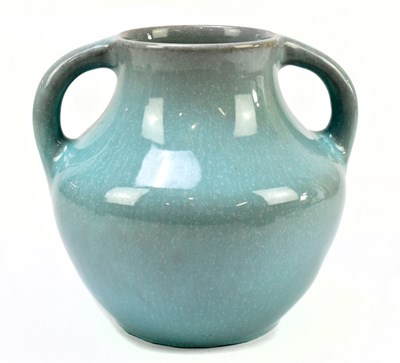 Lot 377 - ROYAL LANCASTRIAN; a twin handled vase of bulbous form