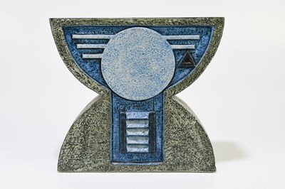 Lot 316 - LOUISE JINKS FOR TROIKA POTTERY; an anvil vase...