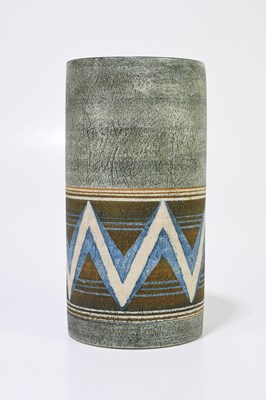 Lot 322 - SUE LOWE FOR TROIKA POTTERY; a cyclinder vase...