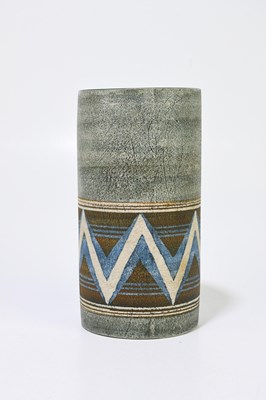 Lot 322 - SUE LOWE FOR TROIKA POTTERY; a cyclinder vase...