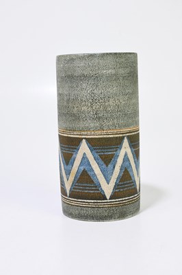 Lot 322 - SUE LOWE FOR TROIKA POTTERY; a cyclinder vase...
