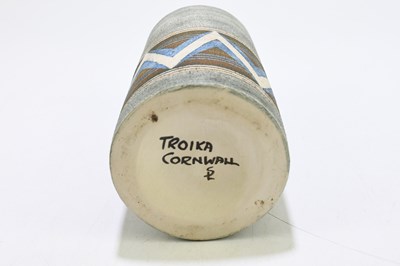 Lot 322 - SUE LOWE FOR TROIKA POTTERY; a cyclinder vase...