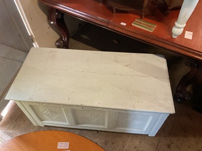 Lot 6 - A white painted oak coffer with carved and...