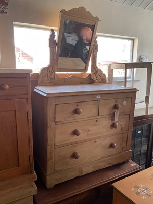 Lot 39 - An old pine mirror back dressing table with an...