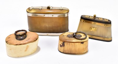 Lot 13 - Four 19th century horn snuff boxes
