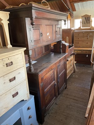 Lot 55 - An 18th century and later oak court cupboard...