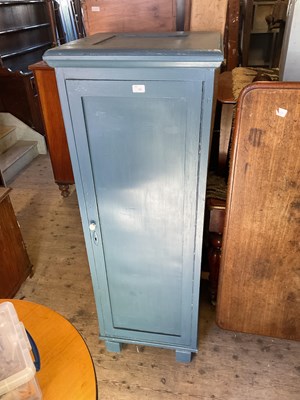 Lot 85 - A blue painted cupboard with single panelled...