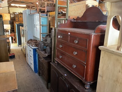 Lot 92 - A Victorian stained pine washstand with raised...