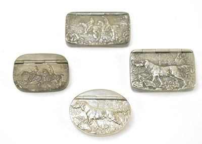 Lot 51 - Three 19th century pewter snuff boxes