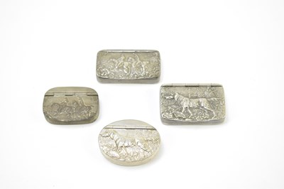 Lot 51 - Three 19th century pewter snuff boxes