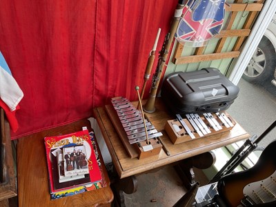 Lot 157 - Two xylophones, a penny whistle, two clarinets...