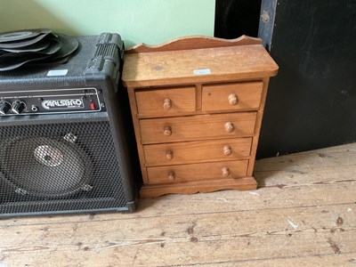 Lot 161 - A miniature pine chest of two short over three...