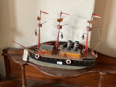 Lot 189 - A painted metal model of a ship, Füsrt...