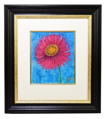 Lot 1812 - KELLY JANE; pastel, a stylised flower, signed...