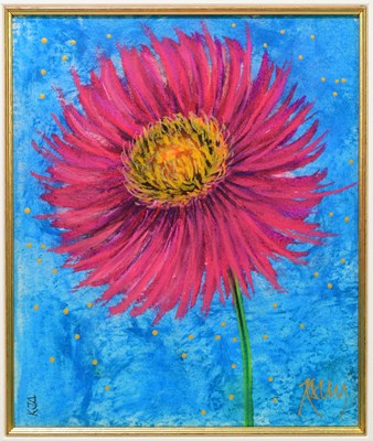 Lot 1812 - KELLY JANE; pastel, a stylised flower, signed...