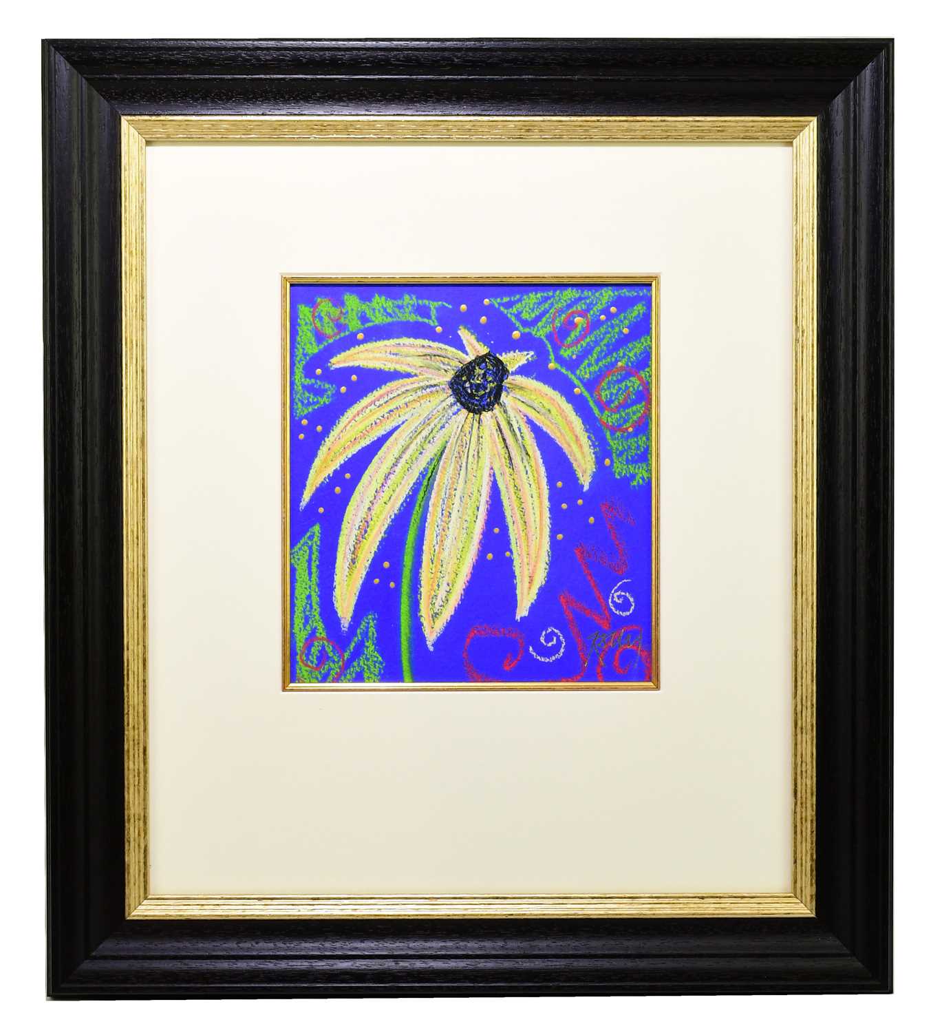 Lot 1813 - KELLY JANE; pastel, a stylised flower,