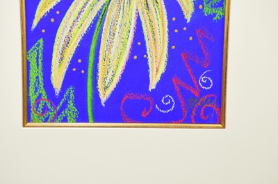 Lot 708 - KELLY JANE; pastel, a stylised flower, signed...