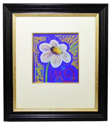 Lot 1814 - KELLY JANE; pastel, a stylised flower, signed...