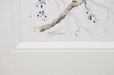 Lot 1819 - AMANDA GORDON; watercolour, 'Tiny Winter Wren',...