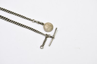 Lot 1353 - A hallmarked silver watch chain, with...