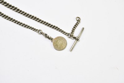 Lot 1353 - A hallmarked silver watch chain, with...