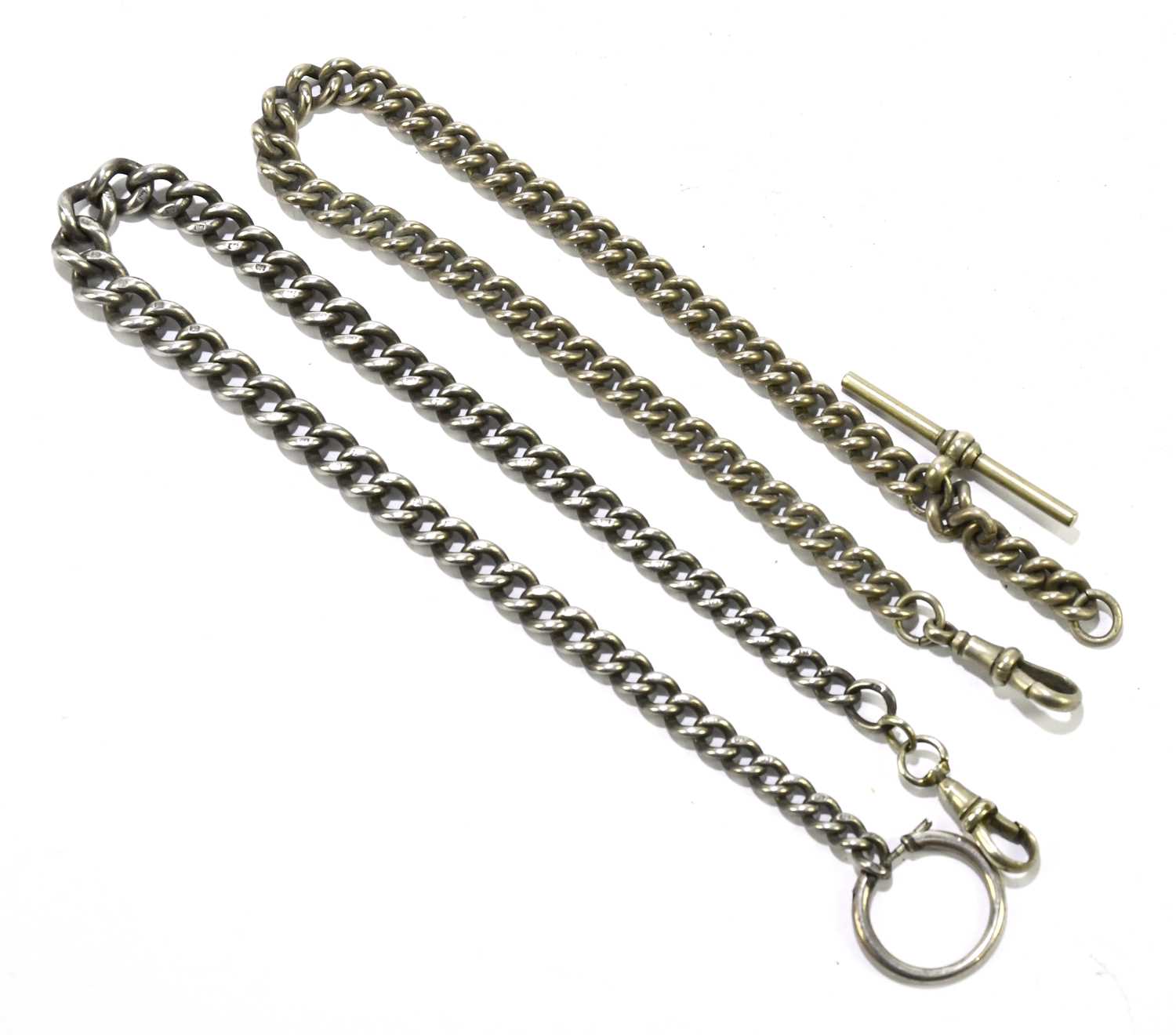 Lot 1363 A hallmarked silver watch chain, length