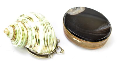 Lot 18 - An early 19th century shell snuff box with silver plated mount