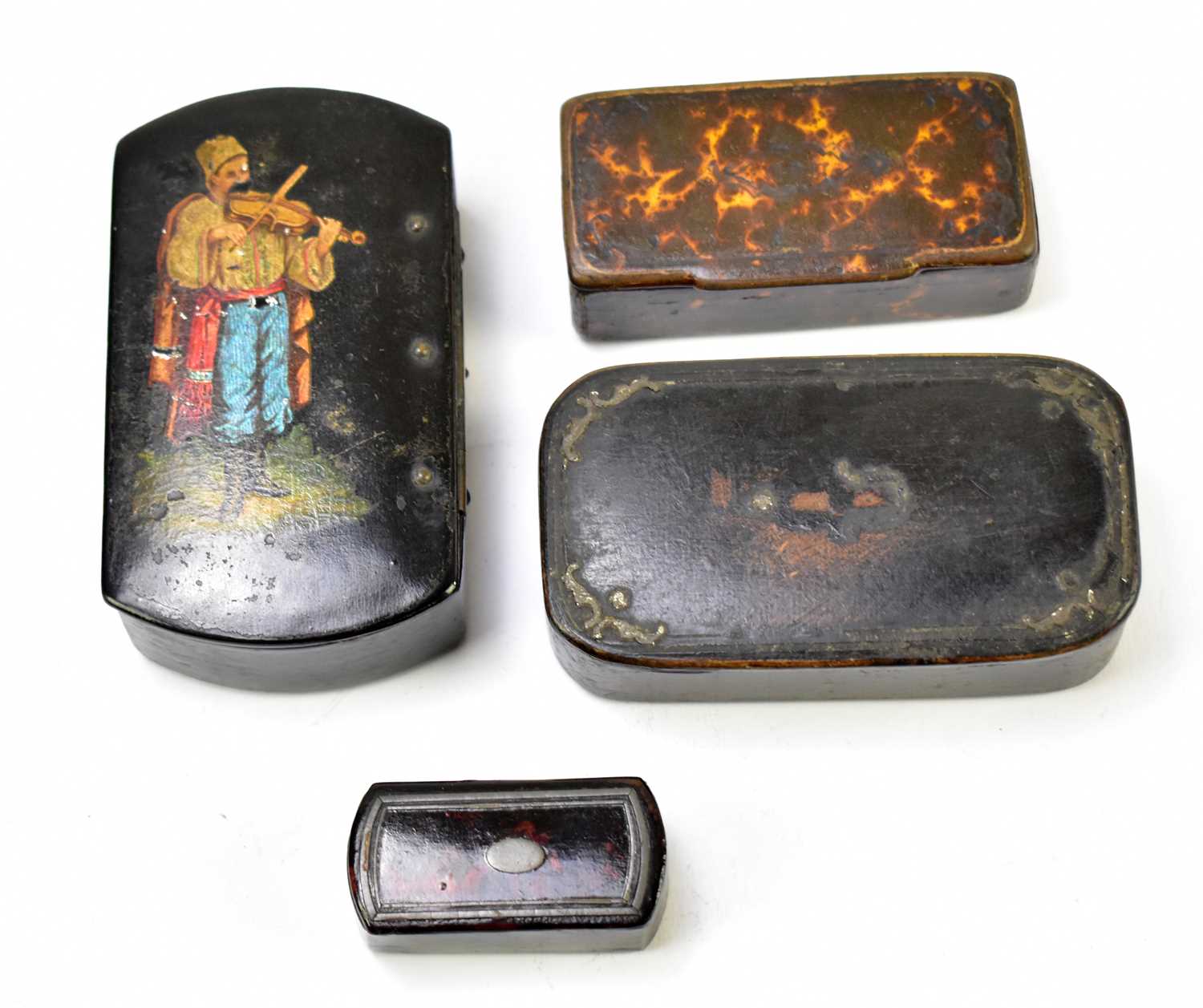 Lot 32 Four 19th Century Papier Mâché Snuff Boxes 