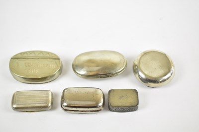 Lot 33 - A collection of early 20th century and later pewter, silver plated and chrome snuff boxes