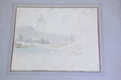 Lot 1572 - JOSEPH WOOD; 19th century pencil drawing,...