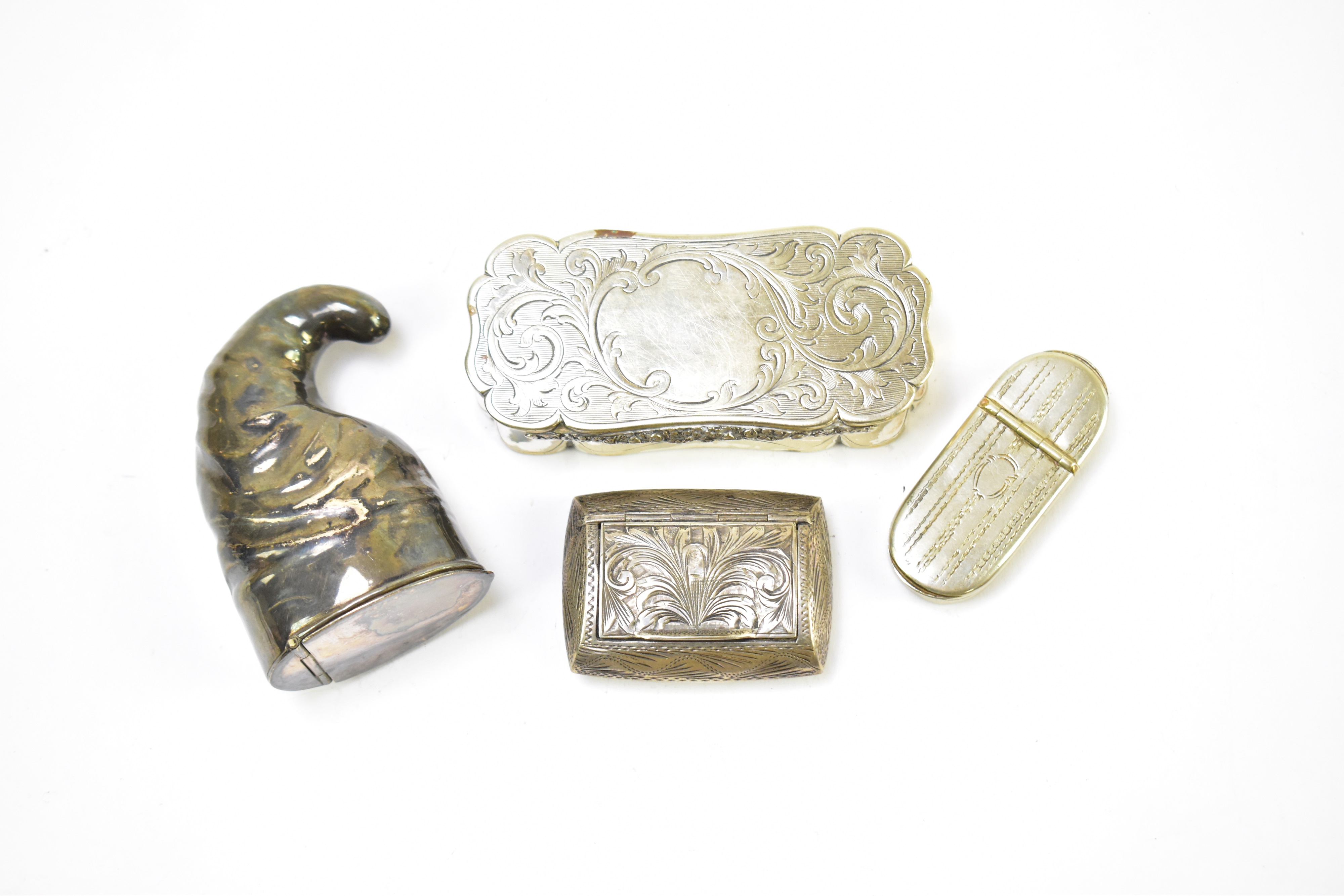 Lot 37 Four silver plated snuff boxes