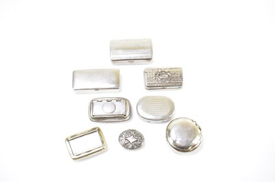 Lot 38 - A collection of silver plated, base metal and chrome snuff boxes