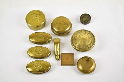 Lot 39 - A collection of seven brass and base metal snuff boxes