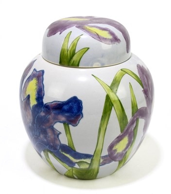 Lot 187 - COBRIDGE; a ginger jar and cover with floral...